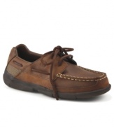 The handsome Charter boat shoe by Sperry Top-Sider is extremely lightweight and flexible for ultimate comfort. Whether he is attending a special event or letting out some energy at the park rubber pods on the outsole will provide traction and durability while genuine rawhide laces ensure a secure fit.