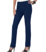 A body-contouring fit with a hint of stretch makes these sleek side-zip pants a versatile essential from Ellen Tracy.