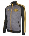 Pay tribute to the LA Lakers wearing their colors in this static jacket by adidas.