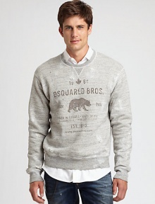 A signature collegiate logo and distressed details give this cotton terry style a well-loved, lived-in look.CrewneckRib-knit cuffs and hemCottonDry cleanMade in Italy of imported fabric