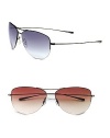 The classic aviator look is designed with lightweight titanium frames and gradient lenses. 100% UV protective Imported