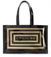 Carry the past into the future with this everyday tote that remembers a timeless legend. Robinsons-May popped up in Los Angeles in 1883 with a dedication to the art of invention, building landmark stores that put a modern twist on the traditional with spacious, uncluttered floors, floor-to-ceiling windows, a California patio, designer boutiques and the renowned Pink Tent restaurant. Make this future-perfect style yours by carrying all of your essentials and must-haves in this versatile bag.