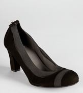 Easy and effortless, these Stuart Weitzman pumps slip on and go in soft black suede with elastic trim.