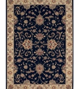 Evoking the strong look of ancient Sarouk rug designs, the Premier area rug from Dalyn is woven with intricate floral medallions in rich black. Made in Egypt of durable polypropylene and shimmering polyester fibers, it provides any room with captivating texture and added dimension.