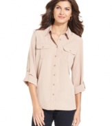 Trendy utility styling gives the easy-fitting shirt tunic a modern look, by Elementz.