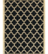 Reminiscent of classic Mediterranean textiles, this patterned area rug from Shaw Living presents a brilliant ogee design rendered in deep black. Woven in the USA of ultra-durable and supremely soft EverTouch® nylon, this rug offers a stately tradition to any room.