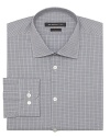 A modern windowpane design in handsome colors offers masculine polish to your fine dress shirting wardrobe.