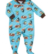 He'll be ready to monkey around in this sweet graphic footed-coverall from Carter's.