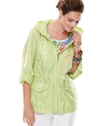 Chic anorak styling and a cheerful color makes this zip-up jacket a practical yet chic essential, from Style&co. Sport.