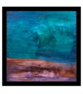 There's fresh decor on the horizon. Muddied streaks of aqua and clay come together in this primitive look at where ocean meets the land. A square canvas keeps the captivating artistry extra modern. By Michelle Oppenheimer.