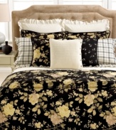 Reminiscent of a garden under an evening sky, the Winter Rose embroidered decorative pillow from Lauren Ralph Lauren creates a bounty of botanical beauty on your bed. Black piping adds an extra layer of sophistication. Hidden button closure.