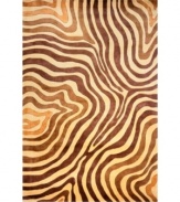 Undulating lines of alternating browns create an exotic pastiche of familiar styles and techniques. The most important decorative art movements of the 20th-century are all utilized in designing these classically beautiful, yet modern rugs. Hints of 1910's Vienna Secession, 1930's Art Deco and 1950's Abstract Expressionism can be found in each piece. Meticulously hand-tufted and hand-carved of pure wool.