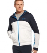 Keep dry as you dash in the rain wearing this water resistant hoodie by Nike.