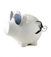 When pigs fly. The Oinks! Aviator piggy bank has earned its wings and, wearing stylin' goldtone shades, is undoubtedly the coolest place to save your pennies. A great gift from Salt&Pepper, a brand synonymous with fresh, contemporary home design.