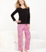 Sweet dreams are all yours. Cuddle up to the silky, soft lightweight fleece and cute prints of these Mink Fleece Mix It Up pajamas by Charter Club.