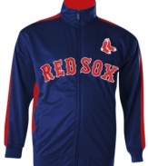 Play on! You'll be ready for any extra-innings in this sporty Boston Red Sox MLB track jacket from Majestic.