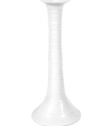 Charming ripples designed to coordinate with the rest of the Sophie Conran collection from Portmeirion adorn this porcelain candleholder. Reminiscent of hand-thrown pottery, it's sure to lend cheerful elegance to any table.