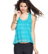 Put your feminine style on display! Eyeshadow elevates the basic tank top, designing this super-cute style with an overlay of lace!