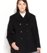 The very definition of classic, Calvin Klein's plus size pea coat looks stylish now and will for years to come!