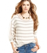Sheer insets at the sleeves equip American Rag's striped top with totally cute style. The slouchy silhouette is sure to make this piece a favorite in your closet.