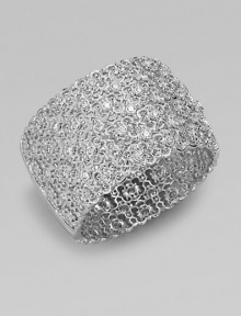 EXCLUSIVELY AT SAKS. Ornate Spanish influenced design studded with glittering crystals.Crystal Rhodium plated Width, about 1½ Diameter, about 2½ Hinged closure Imported 