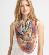 A colorful paisley print in luxurious silk. SilkAbout 55 X 55Dry cleanMade in Italy