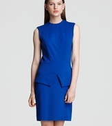 Structured and svelte, this sleeveless dress from Tibi features structured seaming details and a crisscross cutout peplum waist - a fabulous transition dress for work to dinner.
