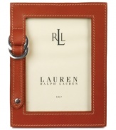 The picture of Lauren Ralph Lauren style, the Fairwood frame is crafted of sumptuous leather in a burnt sienna hue and all buckled up in silvertone hardware.