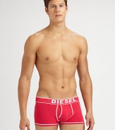 Low-rise brief style, with a square-cut leg opening and logo waistband.Sits at hipContoured pouchContrast trim95% cotton/5% elastaneMachine washImported