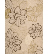 Fantasize in florals. Bold blooms adorn Nourison's pretty, chic Fantasy rug, lending a touch of whimsical style to any space. Hand-hooked of high-density fibers, the versatile beige rug is perfect for bedrooms and living areas.