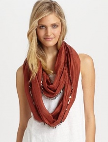 A luscious silk design featuring metallic embellishments for an unforgettable look.Silk16 X 82Dry cleanImported