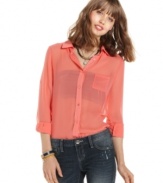 Slip into this sheer chiffon top from American Rag for an easy way to rock adorable, trend-right style.