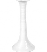 Charming ripples designed to coordinate with the rest of the Sophie Conran collection from Portmeirion adorn this porcelain candleholder. Reminiscent of hand-thrown pottery, it's sure to lend cheerful elegance to any table.