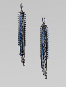 This colorful style sparkles with link chains and rhinestone links in various lengths. BrassGlass stonesLength, about 3½French wire backImported 