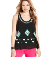Colorful sequins bring art-deco-inspired style to this airy tank top from Belle Du Jour!