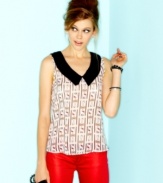 Look cute as can be in Hello Kitty's printed peter-pan collar top!
