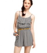 Take your print love poolside with this zigzag romper from Sequin Hearts -- the cutest pairing of ruffles and print!
