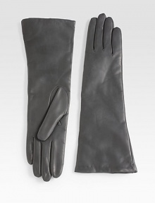 EXCLUSIVELY AT SAKS. A supple leather design in a sophisticated length. Nappa leatherCashmere linedMade in Italy 