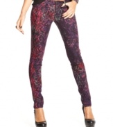 Obsessed with printed denim this year? Celebrity Pink Jeans delivers the goods with this five-pocket skinny leg pair that's big on bold color.