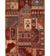Vibrant dark blue, red, mocha and rust tones are intricately woven in Persian-inspired patternwork to create a dazzling ground for the modern home in this area rug by Couristan. Crafted of pure New Zealand wool for long-lasting strength and beauty.