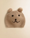 Supremely soft hat in a wool and cashmere blend, finished with a sweet bear-inspired pattern they'll love to show off. Polyester/nylon/wool/angora/cashmereHand washImported