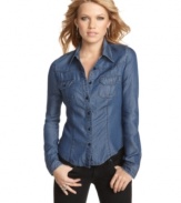 Cargo pockets add an element of cool to this classic button-down top from Guess?.