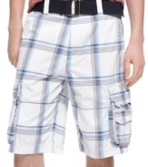Laid-back plaid shorts from American Rag are ready to let the good times roll.