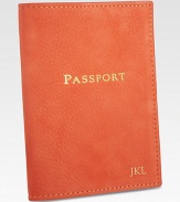 This slim case features pockets specifically designed to hold your passport, customs cards and baggage claim ticket.4 X 5.5NubuckMade in USAFOR PERSONALIZATIONSelect a color and quantity, then scroll down and click on PERSONALIZE & ADD TO BAG to choose and preview your monogramming options. Please allow 1 week for delivery.