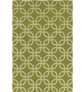 Lime links. This modern indoor/outdoor area rug from Dalyn is crafted from hand-hooked polypropylene for superb durability and easy cleaning.