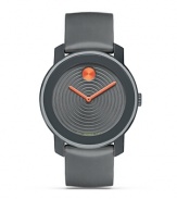 Large Movado BOLD watch with orange accents.