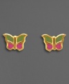 Let your heart flutter with these charming and cheerful children's earrings, in 14k gold with enamel.