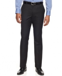 You'll have no problem taking care of business in these versatile flat-front striped dress pants from Perry Ellis. You'll have no problem taking care of business in these versatile flat-front striped dress pants from Perry Ellis.