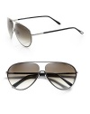 A modern twist on the classic aviator, this sleek style features a semi-floating lens. Available in shiny rose gold with roviex lens or shiny light ruthenium with brown gradient lens. Logo etched lens100% UV protectionMade in Italy 
