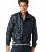 Sport some vintage cool with this retro-hip jacket from INC International Concepts.